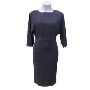 NEW Brooks Brothers tailored classic black sheath dress dolman 3/4 sleeve size 4